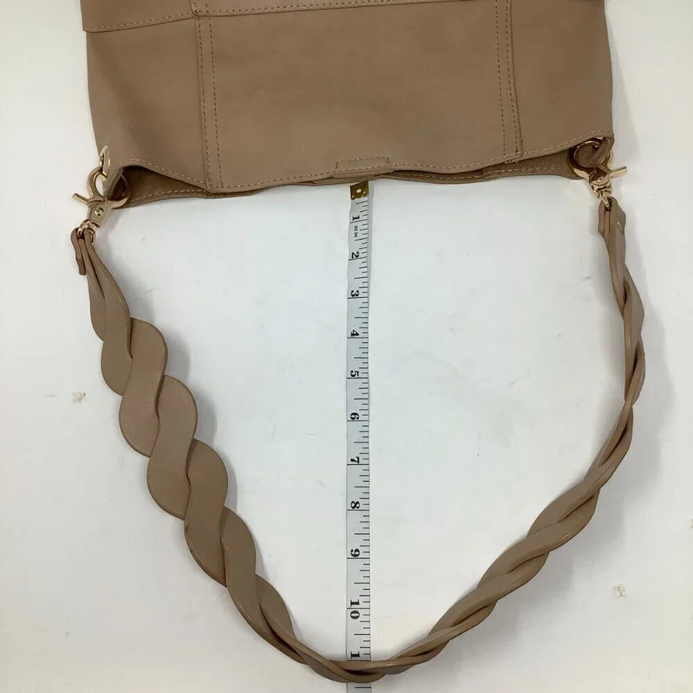 Antik Kraft faux leather tote bag woven strap neutral beige vegan hobo